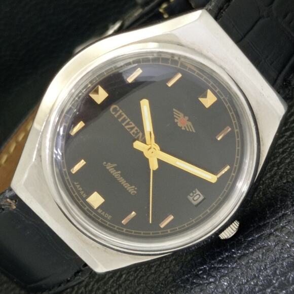 Vintage 1983 Citizen Automatic Mens Silver Watch W/daydate & Gold accents - Picture 1 of 9